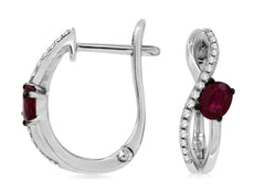 .56CT DIAMOND & AAA RUBY 14KT WHITE GOLD OVAL & ROUND LEVERBACK HANGING EARRINGS