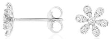ESTATE .24CT DIAMOND 14KT WHITE GOLD 3D ROUND CLASSIC FLOWER STUD EARRINGS