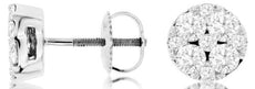 1.0CT DIAMOND 14KT WHITE GOLD 3D ROUND INVISIBLE CIRCULAR FUN SCREWBACK EARRINGS