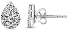 ESTATE .17CT DIAMOND 14KT WHITE GOLD 3D ROUND PEAR SHAPE CLASSIC STUD EARRINGS