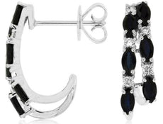 1.4CT DIAMOND & AAA SAPPHIRE 14KT WHITE GOLD MARQUISE & ROUND UMBRELLA EARRINGS