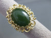 ANTIQUE LARGE NATURAL JADE 14KT YELOW GOLD FLOWER FILIGREE RING #2741