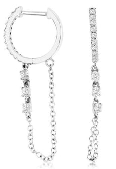 .29CT DIAMOND 14KT WHITE GOLD 3D ROUND BY THE YARD CHANDELIER HANGING EARRINGS