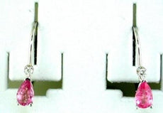 .62CT DIAMOND & AAA PINK SAPPHIRE 14KT WHITE GOLD PEAR SHAPE & ROUND EARRINGS