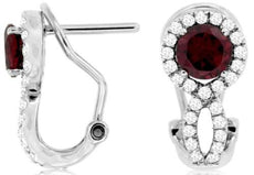 1.69CT DIAMOND & AAA RUBY 14K WHITE GOLD 3D ROUND HALO INFINITY CLIP ON EARRINGS