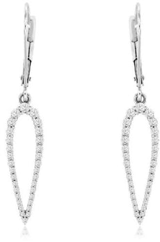 .50CT DIAMOND 14KT WHITE GOLD 3D GRADUATING TEAR DROP LEVERBACK HANGING EARRINGS