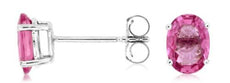 ESTATE 2CT AAA PINK SAPPHIRE 14K WHITE GOLD OVAL CLASSIC SOLITAIRE STUD EARRINGS