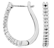 .73CT DIAMOND 14KT WHITE GOLD 3D ROUND & OVAL LEVERBACK HUGGIE HANGING EARRINGS