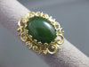 ANTIQUE LARGE NATURAL JADE 14KT YELOW GOLD FLOWER FILIGREE RING #2741