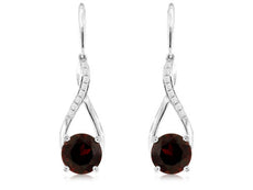 3.20CT DIAMOND & AAA GARNET 14KT WHITE GOLD ROUND INFINITY FUN HANGING EARRINGS