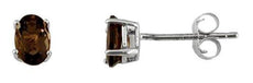 ESTATE .80CT AAA SMOKY TOPAZ 14K WHITE GOLD OVAL CLASSIC SOLITAIRE STUD EARRINGS