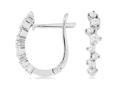 .46CT DIAMOND 14KT WHITE GOLD 3D ROUND SWIRL HUGGIE LEVERBACK HANGING EARRINGS