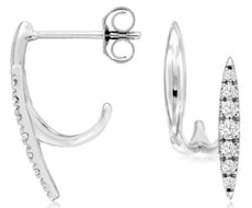 .20CT DIAMOND 14KT WHITE GOLD CRISS CROSS DOUBLE LEAF UMBRELLA HANGING EARRINGS