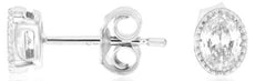 .50CT DIAMOND 14KT WHITE GOLD OVAL & ROUND CLASSIC HALO SOLITAIRE STUD EARRINGS