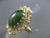 ANTIQUE LARGE NATURAL JADE 14KT YELOW GOLD FLOWER FILIGREE RING #2741