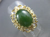 ANTIQUE LARGE NATURAL JADE 14KT YELOW GOLD FLOWER FILIGREE RING #2741