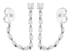 ESTATE .74CT DIAMOND 14KT WHITE GOLD BY THE YARD INSIDE OUT FUN HANGING EARRINGS