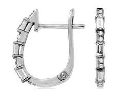 .26CT DIAMOND 14K WHITE GOLD 3D ROUND & BAGUETTE OVAL LEVERBACK HANGING EARRINGS