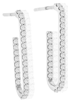 ESTATE .50CT DIAMOND 14KT WHITE GOLD ROUND INSIDE OUT OVAL FUN HANGING EARRINGS