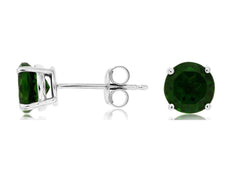 ESTATE 2.0CT AAA RUSSALITE 14KT WHITE GOLD ROUND CLASSIC 4 PRONG STUD EARRINGS