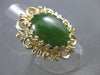 ANTIQUE LARGE NATURAL JADE 14KT YELOW GOLD FLOWER FILIGREE RING #2741