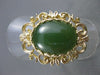 ANTIQUE LARGE NATURAL JADE 14KT YELOW GOLD FLOWER FILIGREE RING #2741