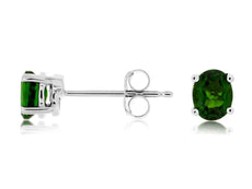 ESTATE .85CT AAA RUSSALITE 14KT WHITE GOLD 3D CLASSIC OVAL 4 PRONG STUD EARRINGS