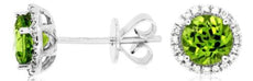 ESTATE 2.06CT DIAMOND & AAA PERIDOT 14K WHITE GOLD 3D CLASSIC HALO STUD EARRINGS