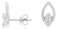 .30CT DIAMOND 14KT WHITE GOLD ROUND & BAGUETTE MARQUISE SHAPE FUN STUD EARRINGS