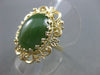 ANTIQUE LARGE NATURAL JADE 14KT YELOW GOLD FLOWER FILIGREE RING #2741