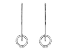 .44CT DIAMOND 14KT WHITE GOLD 3D BEZEL CIRCLE OF LIFE LEVERBACK HANGING EARRINGS