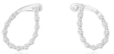 1.0CT DIAMOND 14KT WHITE GOLD 3D OPEN TEAR DROP SIDEWAY HOOP HANGING EARRINGS