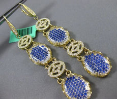 ESTATE .75CT DIAMOND & SAPPHIRE CRYSTAL 18K YELLOW GOLD OVAL LIVERBACK EARRINGS