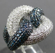 ESTATE LARGE 4.70CT BLUE & WHITE DIAMOND 18KT WHITE GOLD INFINITY COCKTAIL RING