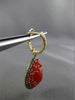 ESTATE .92CT DIAMOND & RED AGATE 14KT YELLOW GOLD 3D FILIGREE HANGING EARRINGS