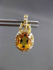 ESTATE LARGE 2.32CT DIAMOND & AAA CITRINE 14KT YELLOW GOLD OVAL HANGING EARRINGS