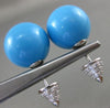 ESTATE LARGE .55CT DIAMOND & AAA TURQUOISE 14K WHITE GOLD DOUBLE SIDED EARRINGS