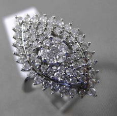 ESTATE MASSIVE 1.69CT DIAMOND 14KT WHITE GOLD CLUSTER MARQUISE COCKTAIL RING
