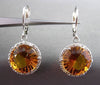 ESTATE LARGE 11.34CT DIAMOND & AAA CITRINE 14KT WHITE GOLD HALO HANGING EARRINGS