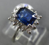 ESTATE 1.47CT DIAMOND & SAPPHIRE 14K WHITE GOLD EMERALD CUT HALO ENGAGEMENT RING