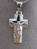 ESTATE 14KT WHITE GOLD HANDCRAFTED HAND ETCHED FLOATING CROSS PENDANT #24881