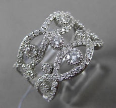 ESTATE WIDE 1.0CT DIAMOND 14KT WHITE GOLD ETOILE WAVE FUN COCKTAIL RING F/G VS