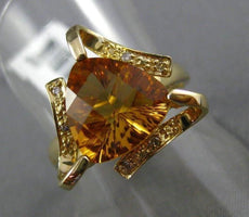 ESTATE LARGE 2.87CT DIAMOND & AAA CITRINE 14KT YELLOW GOLD 3D TRILLION FUN RING