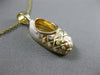 ESTATE 14KT YELLOW GOLD HANDCRAFTED ENAMEL BABY SHOE FLOATING PENDANT #25238