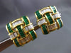 ESTATE 3.4CT DIAMOND EMERALD 14K YELLOW GOLD SQUARE INTERTWINED CLIP ON EARRINGS