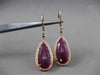 ANTIQUE 18.15CT DIAMOND & RED CORUNDUM RUBY 14KT GOLD PEAR DROP HANGING EARRINGS