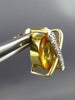 ESTATE LARGE 11.45CT DIAMOND & AAA CITRINE 14KT YELLOW GOLD X OVAL STUD EARRINGS