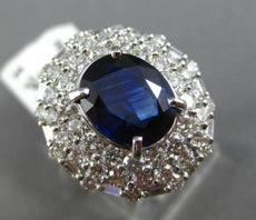 ESTATE LARGE 7.46CT DIAMOND & SAPPHIRE 18KT WHITE GOLD TRIPLE HALO COCKTAIL RING