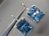 ESTATE LARGE 16.48CT DIAMOND BLUE TOPAZ 14KT GOLD HALO FILIGREE HANGING EARRINGS