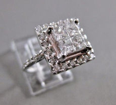 ESTATE 1.60CTW PRINCESS DIAMOND 14KT WHITE GOLD COCKTAIL ENGAGEMENT RING #19220